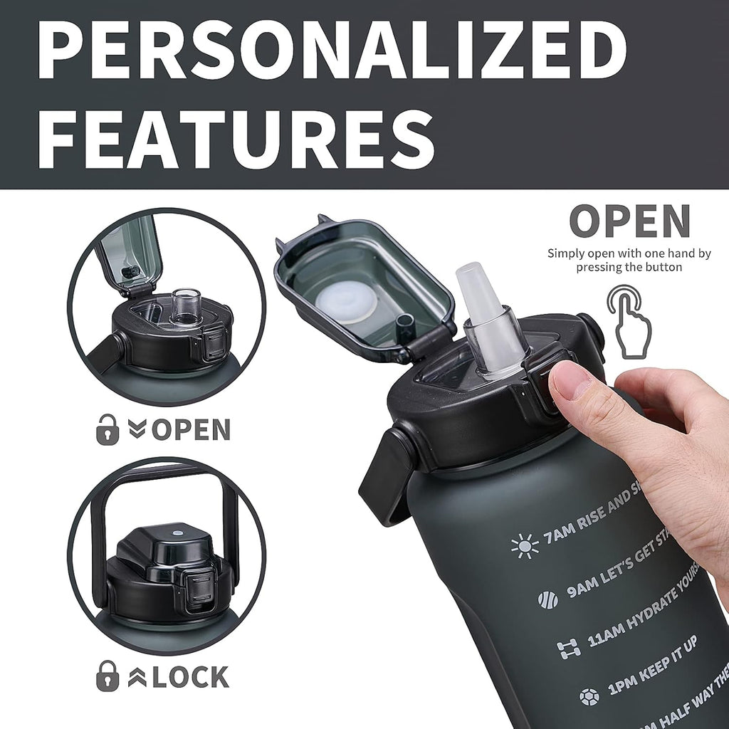 64oz,100oz,128oz Large Motivational Water Bottle with Time Marker, Leakproof & BPA Free Half Gallon Big Water Bottle