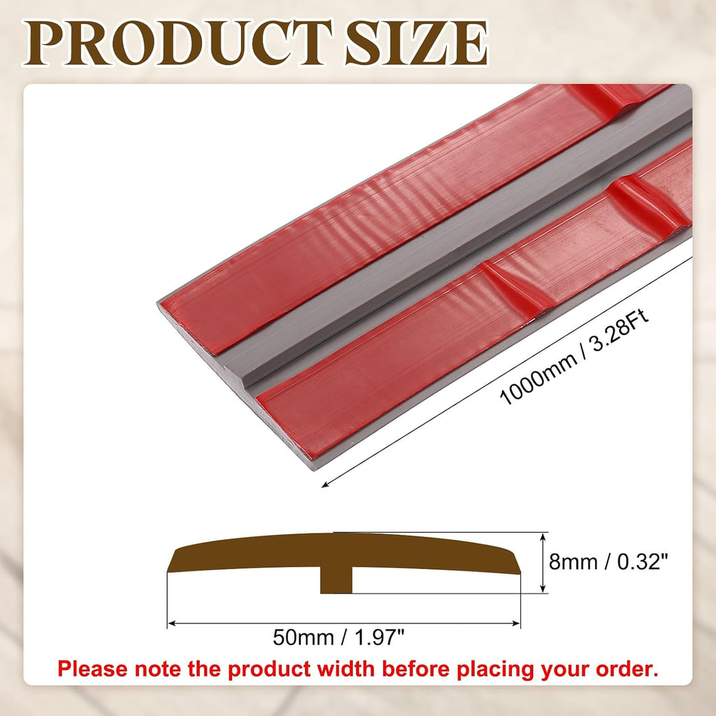 T-Molding Transition Strips, 3.28 ft x 1.97" (L x W) PVC Floor Flat Divider Strip Self Adhesive Vinyl Flooring Edging