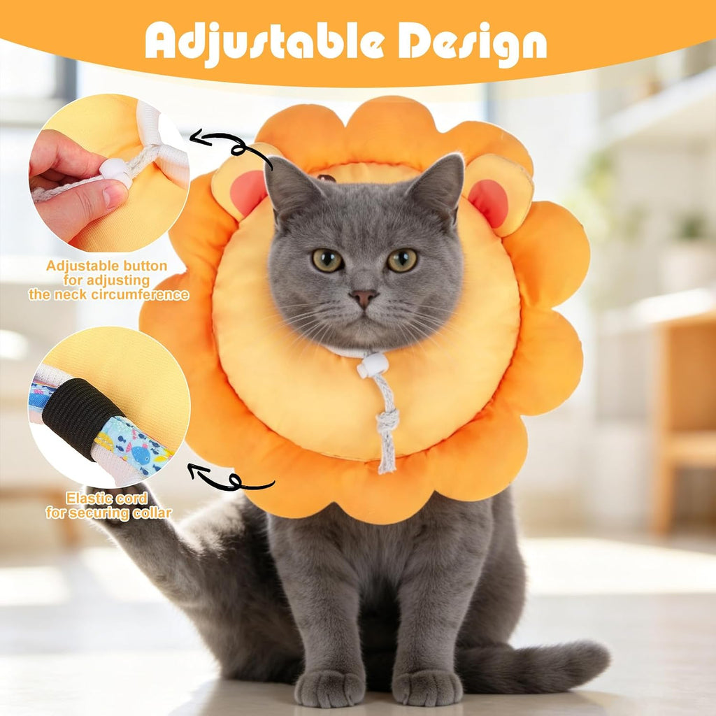 Cat Cone Collar Soft,Adjustable Neck Elizabethan Pet Cone, Lion