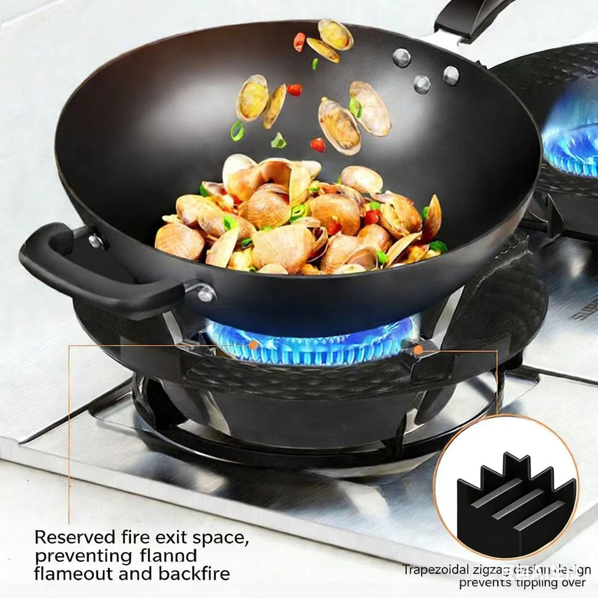 Cast Iron Wind Shield & Energy-Saving Ring for Gas Stove (5-Claw-Fish-scale-like)