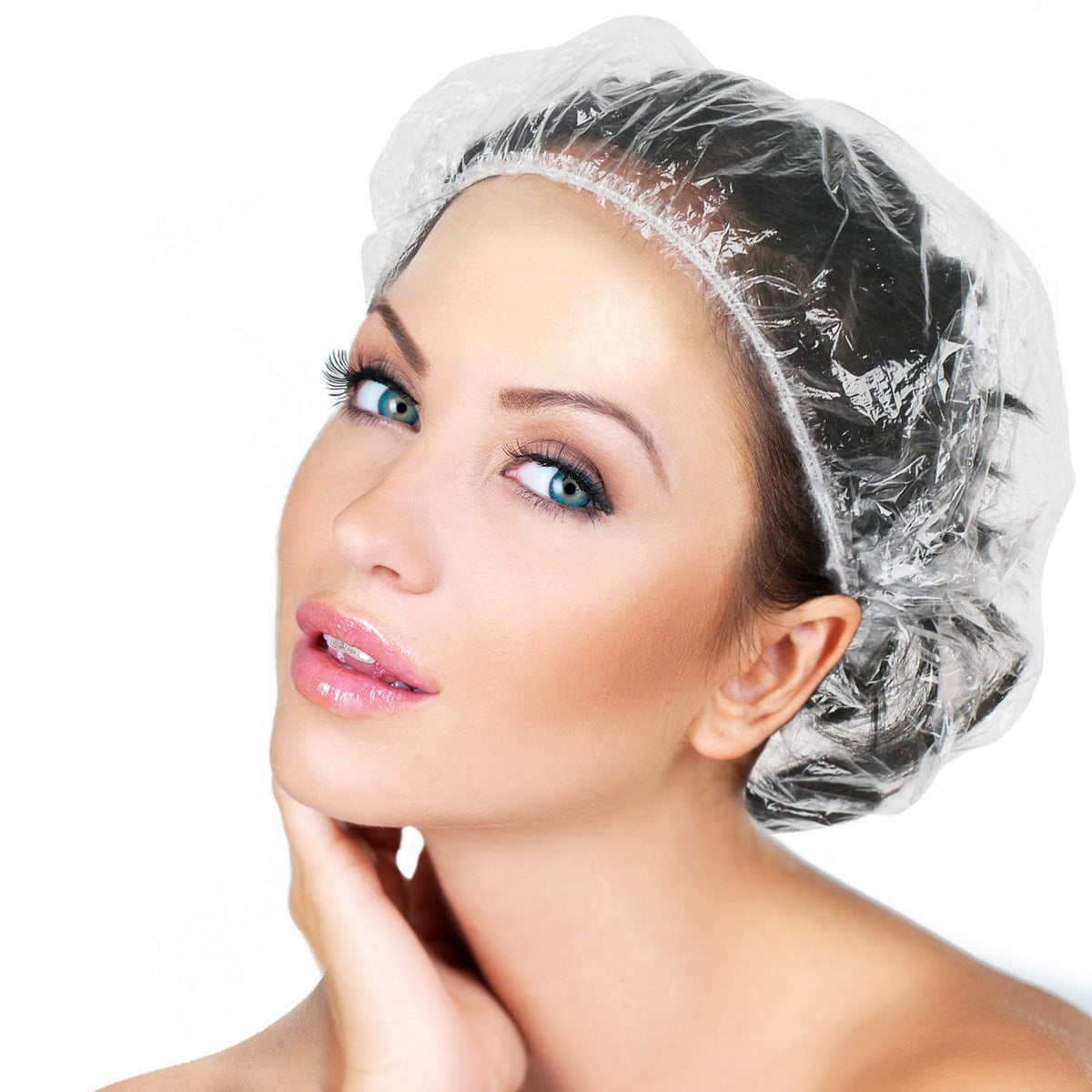 Disposable Shower Caps 100 Pcs - Multi-Purpose Thickening Elastic Bath Cap Plastic Waterproof Clear Shower Caps Bath