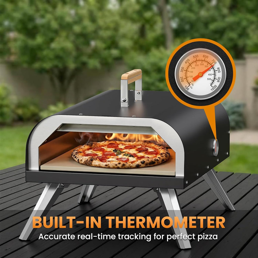12" Multi-Fuel Outdoor Pizza Oven, Reaches 720°F, Wood and Propane