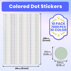 20 Colors Round Stickers 1/4 Inch Removable Vinyl Dot Label 7000 PCS