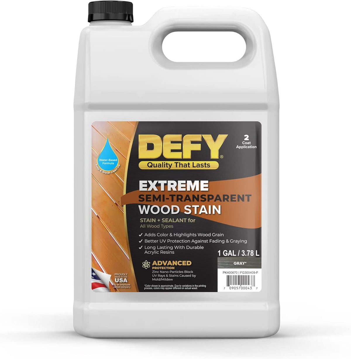 Extreme Semi-Transparent Outdoor Wood Stain and Sealer in One, Gray, 1 Gallon - Fence Stain, Deck Stain and Sealer