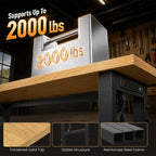 60" Rolling Workbench with Power Outlet, Solid Wood Heavy-Duty Work Bench