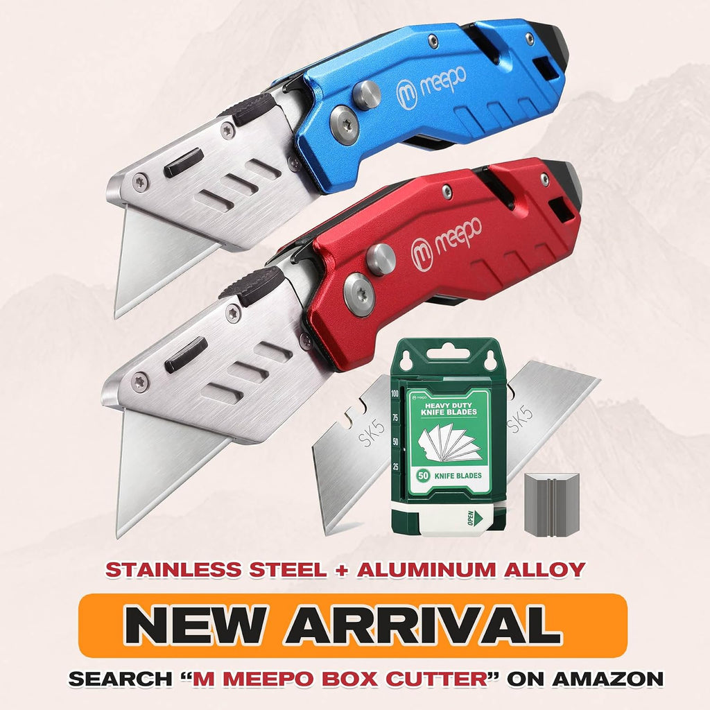 4-Pack Box Cutter, Colorful Folding Utility Knife w/ 10 pcs Blades