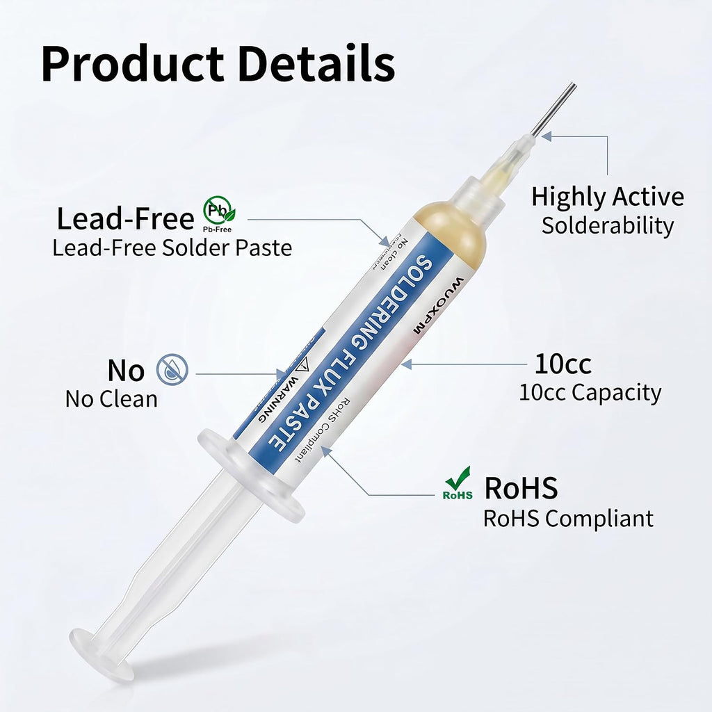 WOOXPM No Clean Soldering Flux Paste, 8 Pack, High Active Solder Paste for Electronics PCB Soldering, RoHS Compliant