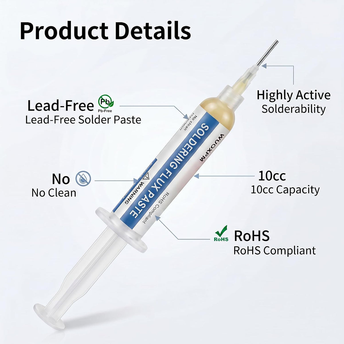 WOOXPM No Clean Soldering Flux Paste, 8 Pack, High Active Solder Paste for Electronics PCB Soldering, RoHS Compliant