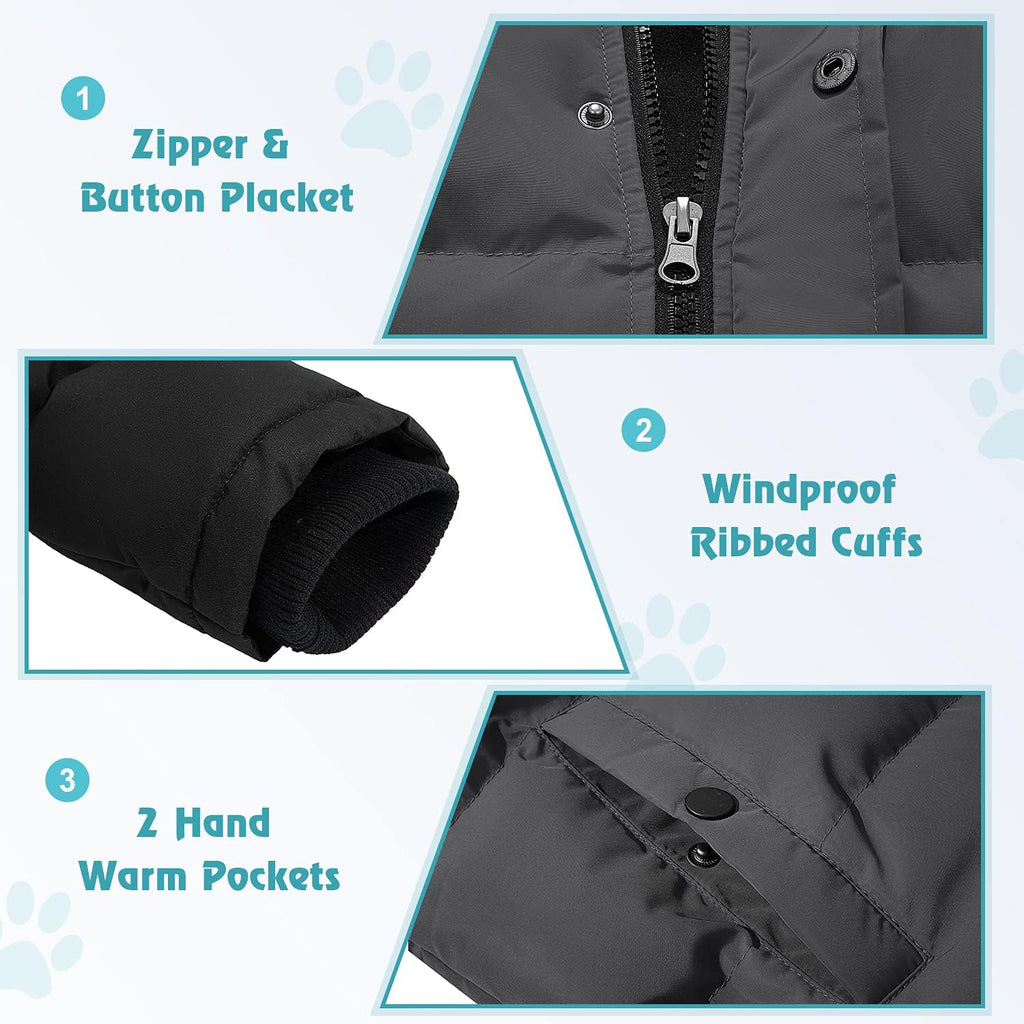 Boys Water Resistant Winter Coat Warm Quilted Puffer Jacket Hooded Parka Thicken Down Jacket for Boys