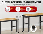 72”Heavy Duty Work Bench, 2-Layer Adjustable Workbench, 5000 LBS Capacity Work Bench with Power Outlet & Pegboard