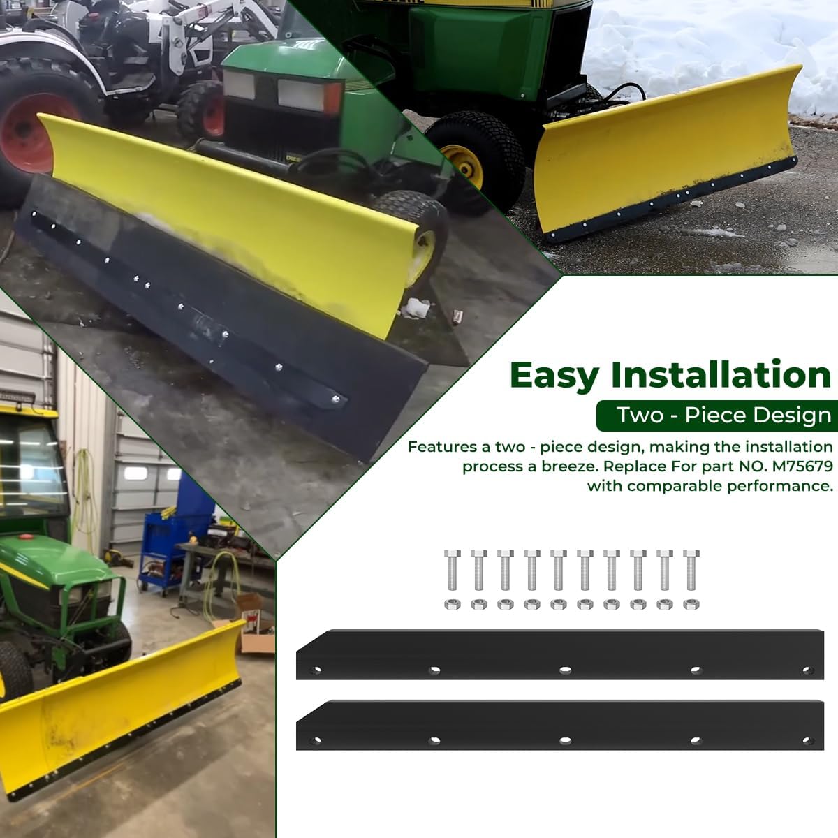 1/2" Poly Cutting Edge Scraper Bar For John Deere 54" Blade M75679 | Fits For John Deere 54" Front Mount Snow Blade