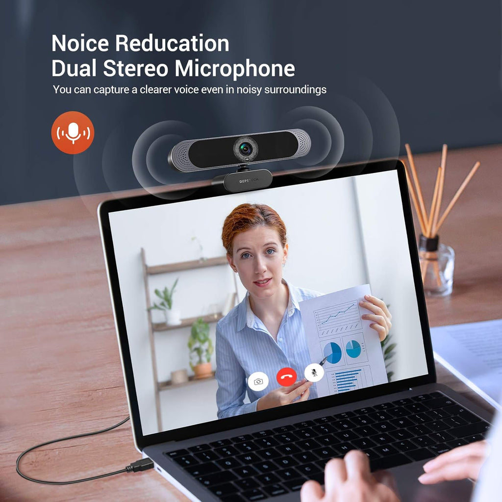 4K Webcam, DW49 HD 8MP Equipped with Sony Sensor Autofocus Webcam with Microphone, Privacy Cover, Plug Play USB