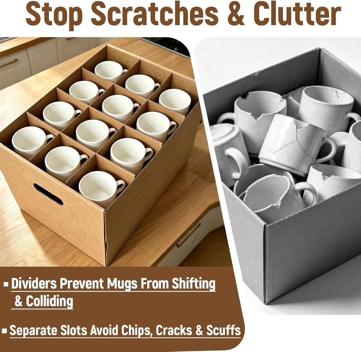 2-Tier Cup & Mug Moving Boxes for Small Coffee Mugs, Tea Cups & Glassware