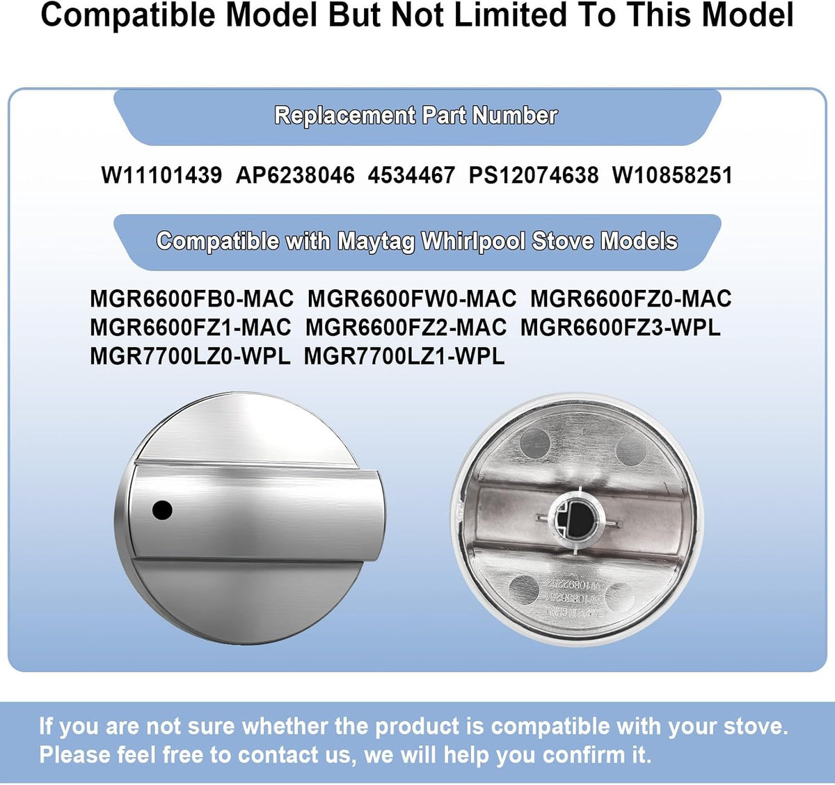 W11101439 Stove Knob Compatible with Maytag Whirlpool Gas Range Oven 5 Pack