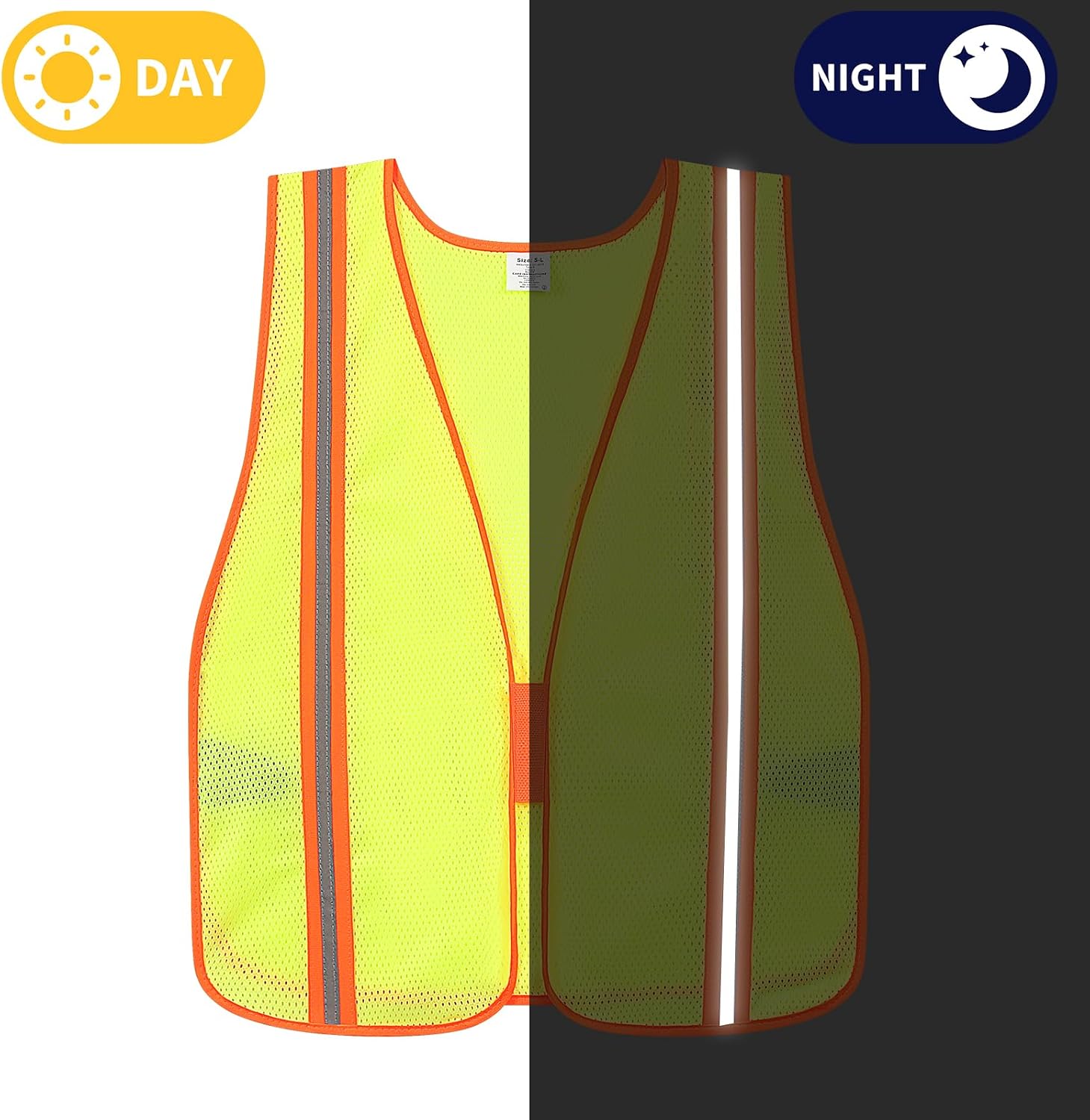 High Visibility Reflective Safety Vest for Men Women Class 2 Hi Vis Mesh Fabric Safety Work Jacket with Elastic Band