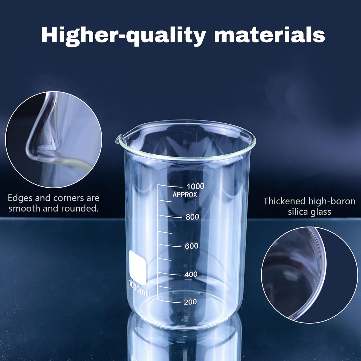 10ml 50ml 100ml 250ml 500ml 1000ml Glass Beaker Set & 2Pcs Pasteur Pipettes