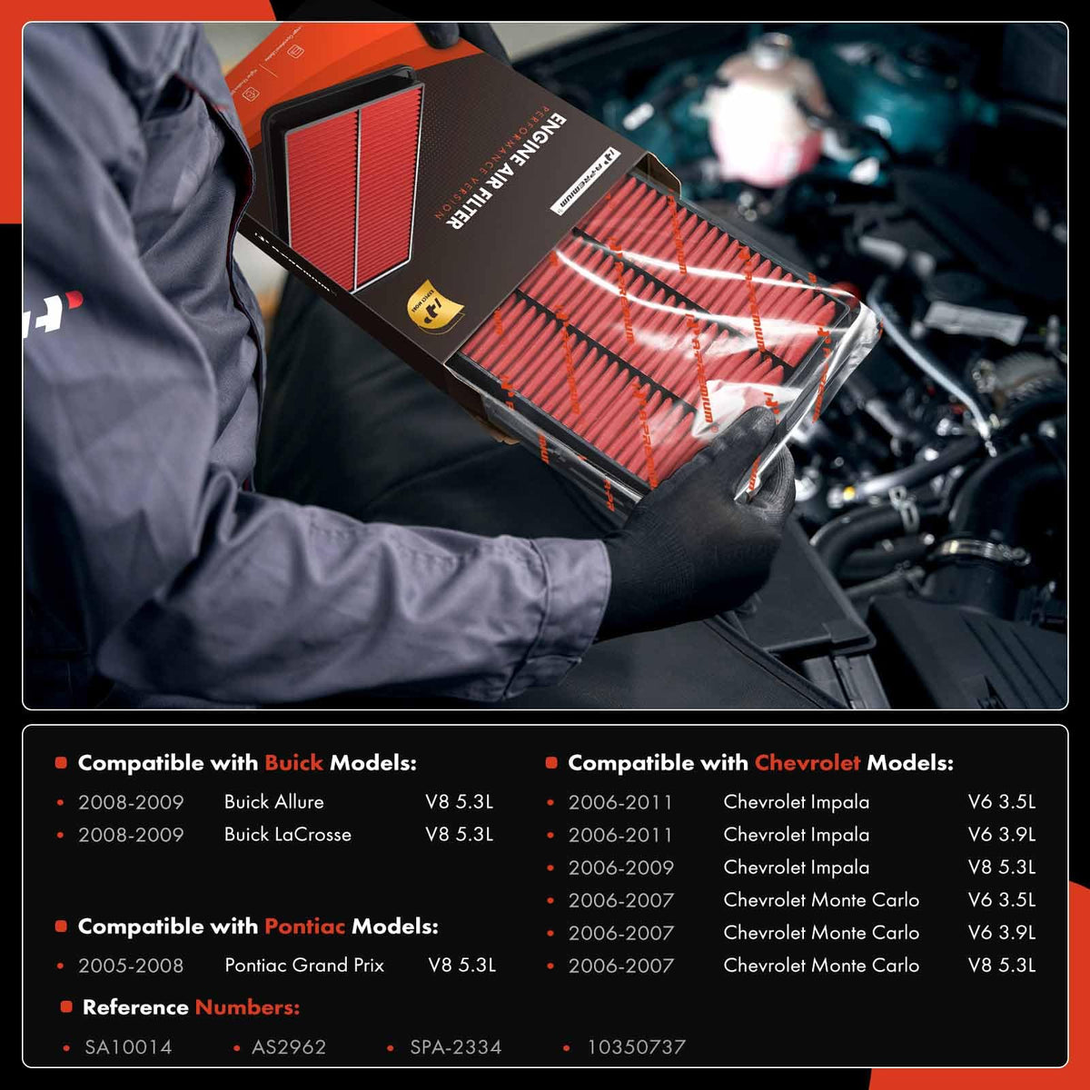 A-Premium 2-PC Pre-oiled Engine Air Filter Compatible with Chevrolet