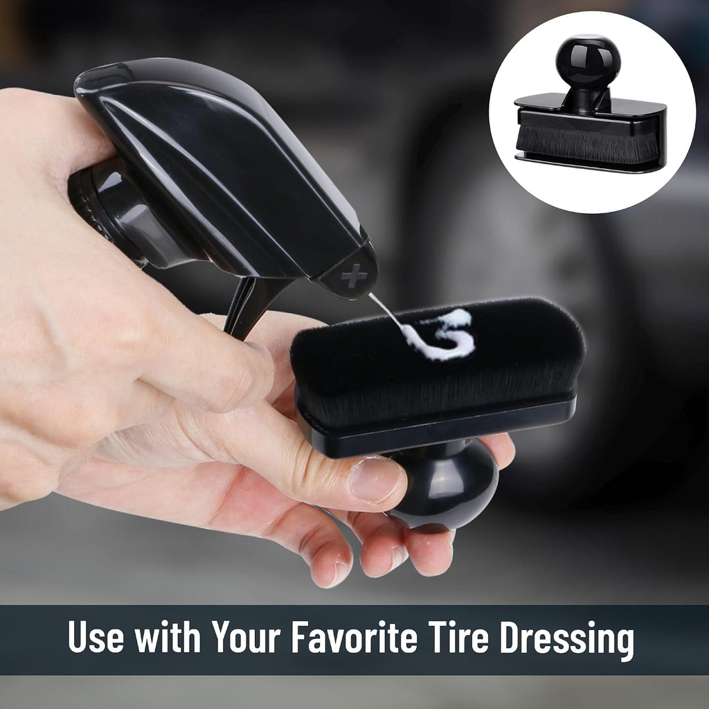 Car Tire Shine Applicator,Large Vegan Tire Shine Brush - Automotive Tire Dressing Applicator Brush with Storage Stand