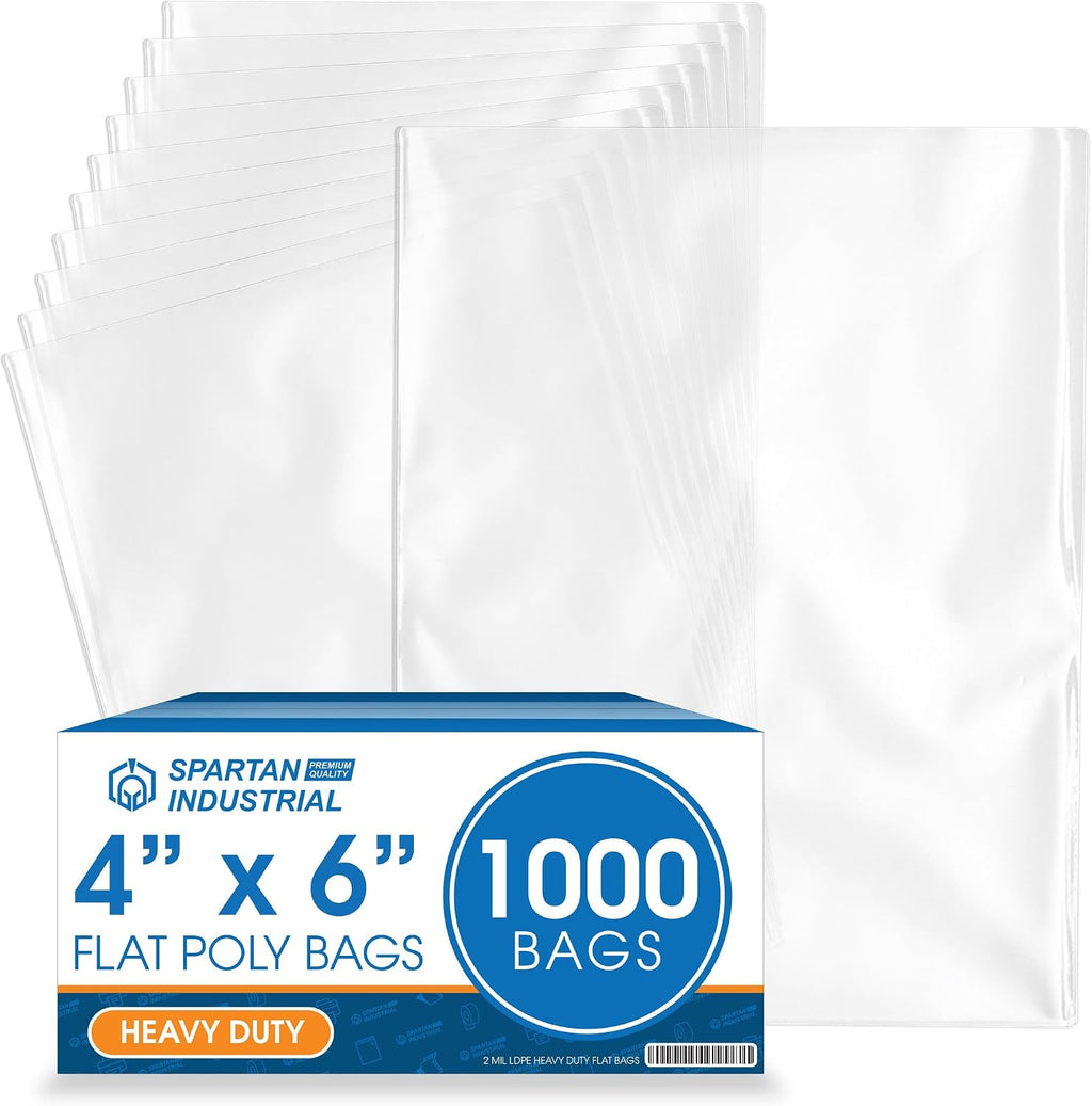 4" X 6" Open-End Flat Poly Bags (1000 Count) - 2 Mil Clear