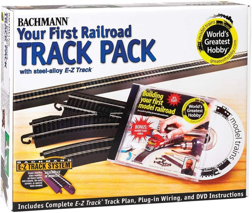 Trains Snap-Fit E-Z TRACK WORLD’S GREATEST HOBBY TRACK PACK - Steel Alloy Rail With Black Roadbed - HO Scale , White