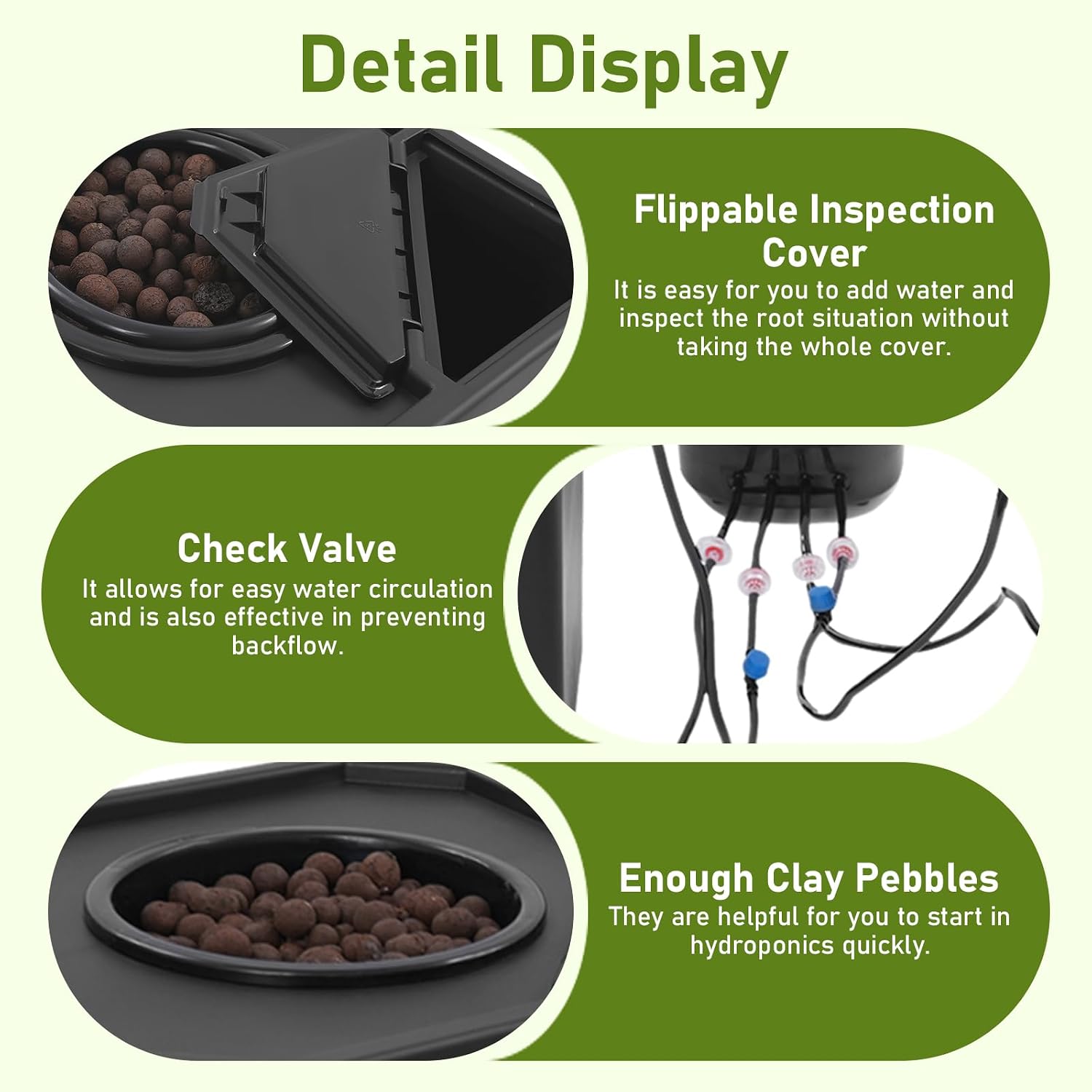 DWC Hydroponics Grow System 7.13 Gal Deep Water Culture Kit Auto Irrigation Sets w/8W 110V Air Pump, Two 12inch