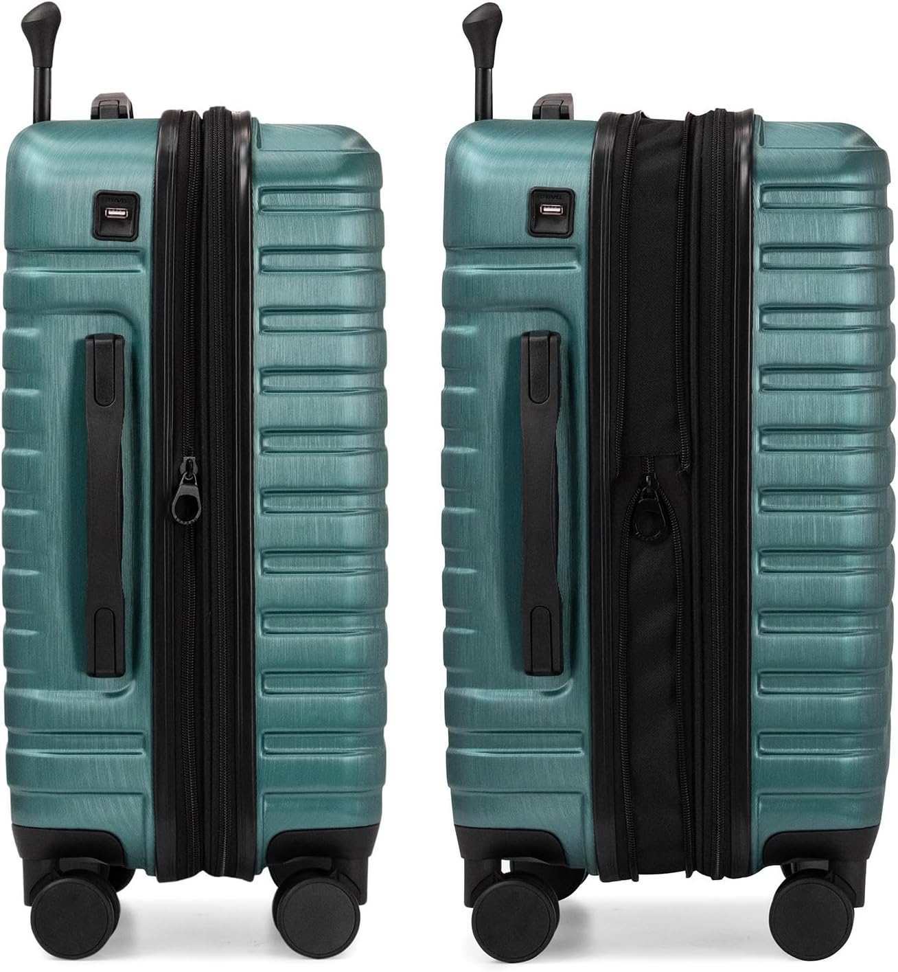 Boren Expandable Hardside Rugged Travel Luggage with 8 Spinner Wheels, Teal, Carry-on 22-Inch