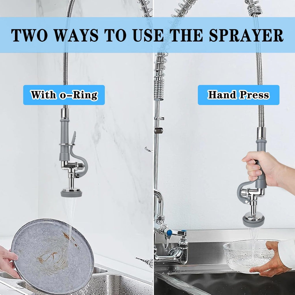 Pre Rinse Spray Valve with Stainless Hose 44inch Flexible Commercial Sink Faucet Replacement Kit 1.42GPM High