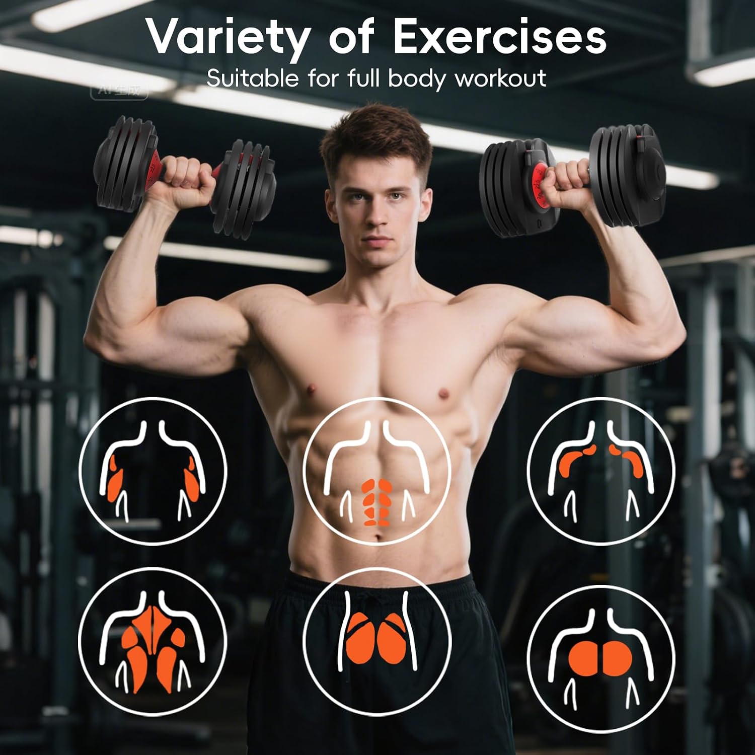 New Upgraded Adjustable Dumbbell Set of 2 (52.5 lbs/25 lbs), 15/9 Weights Dumbbell Set with Safe Locking System