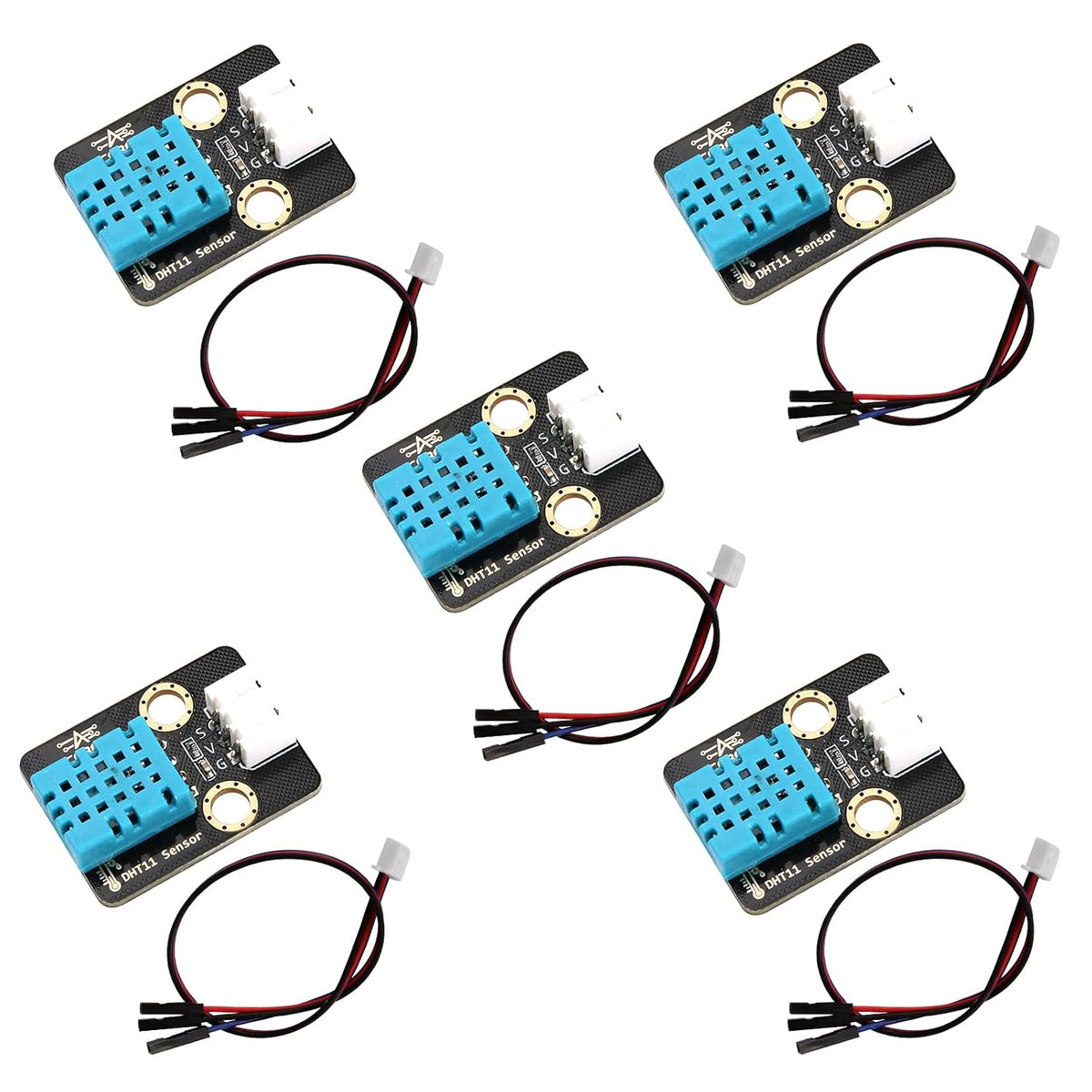 5pcs DHT11 Temperature Humidity Sensor Module Detector with Cable for ESP32, Arduino Starter Kit Humidity Measure Range 5%-95% Temperature Measure Range 0-50℃, Electronic Practice DIY