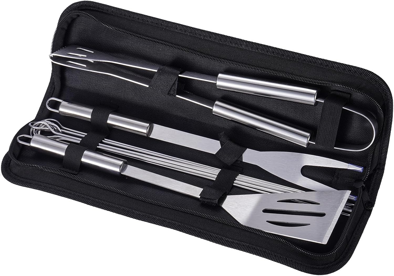 12-Pc Stainless Steel Grill Tool Set - Heavy Duty BBQ Utensils (Fork, Tongs, Skewers) for Gas Grills & Patio