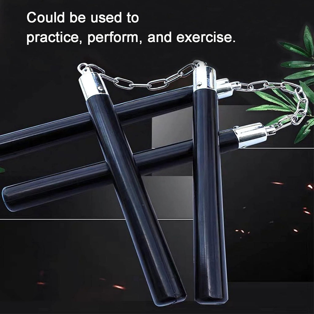 Safe Solid Rubber Nunchucks Nunchakus with Steel Chain and Bearing Ball System only for Adults and Professionals