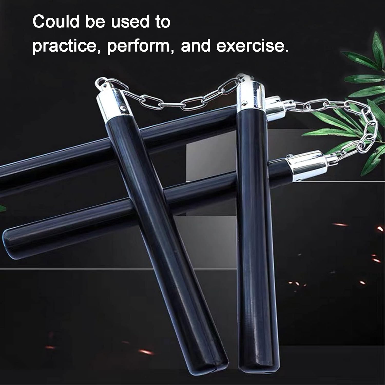 Safe Solid Rubber Nunchucks Nunchakus with Steel Chain and Bearing Ball System only for Adults and Professionals