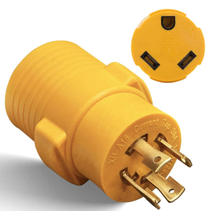 NEMA L14-30P to TT-30R 30 Amp RV Generator Adapter, 4 Prong Locking 120/240V L14-30P Generator Plug to TT-30R 30A RV