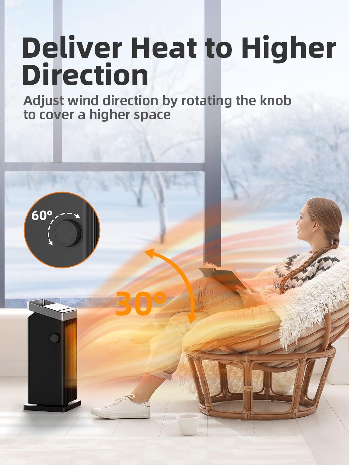 1500W Space Heater for Indoor Use, Ceramic Electric Tower Heater