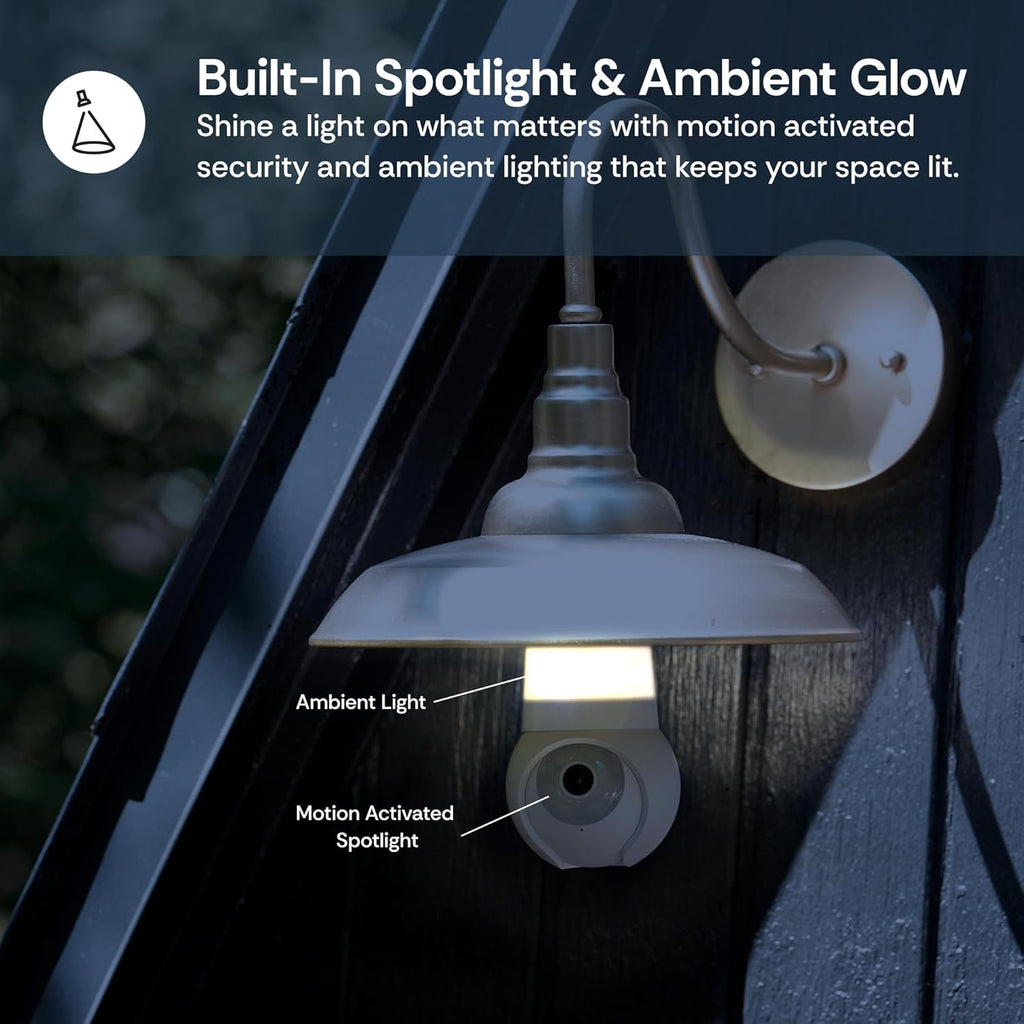 Luna Light Bulb Security Cameras Wireless Outdoor Indoor, 360° Pan Tilt, Color Night Vision, LED Bulb & Spotlight