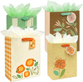 4 Pack Large Medium Fall Gift Bags Assorted Sizes with Tissue Paper