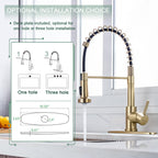 Pull-Down Kitchen Faucet, 2-Mode Sprayer, Gold, High Arc