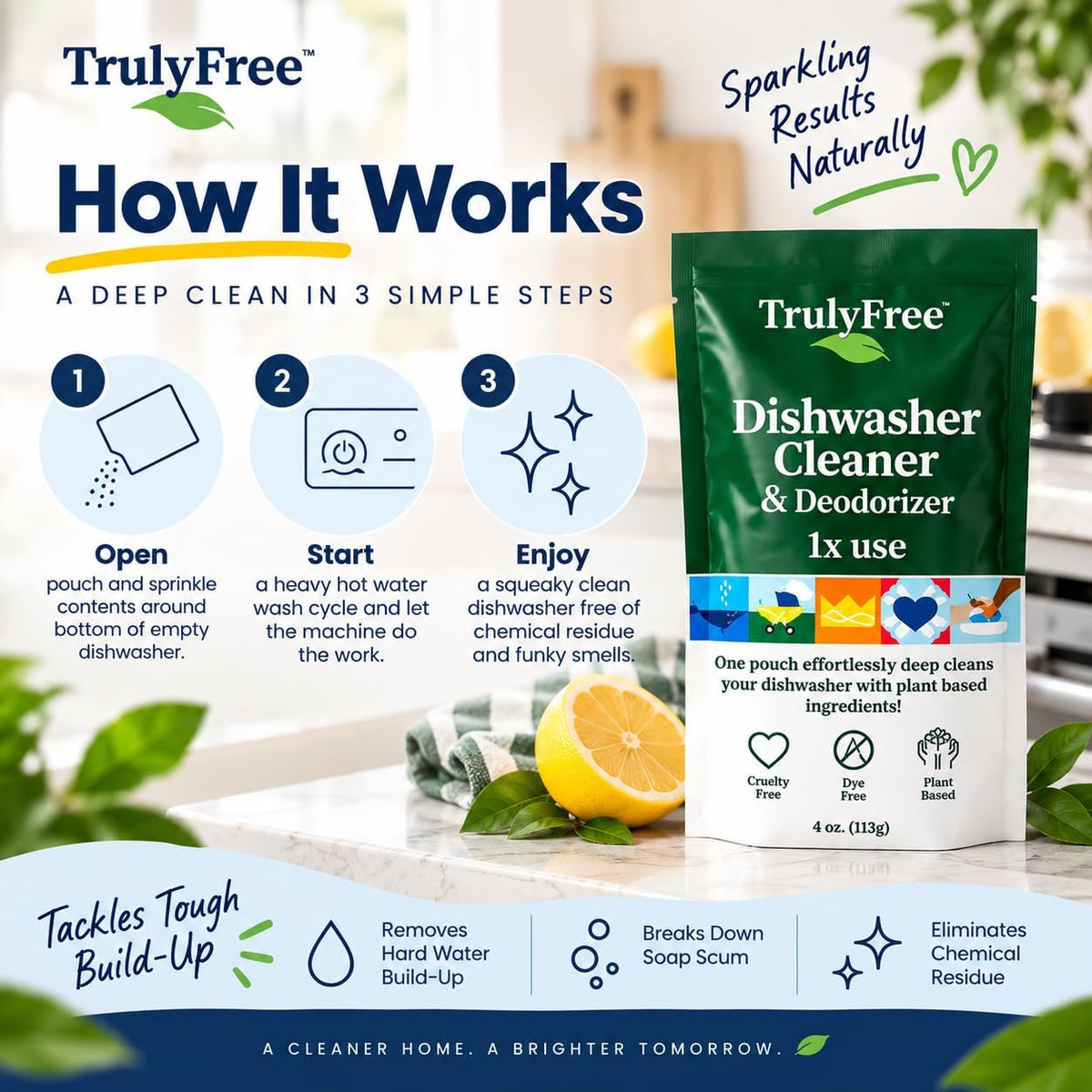 Plant Based Dishwasher Cleaner - Lemon - 4oz - Pack of 1