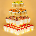 4 Tier Premium Cupcake Stand Cupcake Holder, Acrylic Cupcake Tower with LED Yellow Light for Cupcakes, Dessert Table