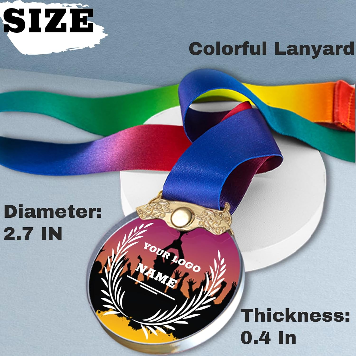 Custom Medals for Awards Personalized Crystal Award Medals with Neck Ribbons Gold Silver Bronze Medals for Adults MVP