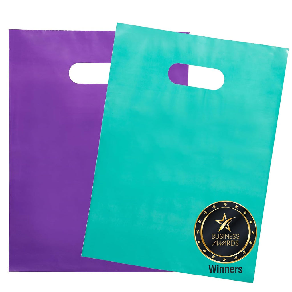 200 Teal & Purple Plastic Bags 12x15 Merchandise Bags