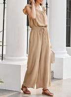 Jumpsuits for Women 2026 Summer Ruffle Sleeves Square Neck Rompers Drawstring Overalls with Pockets