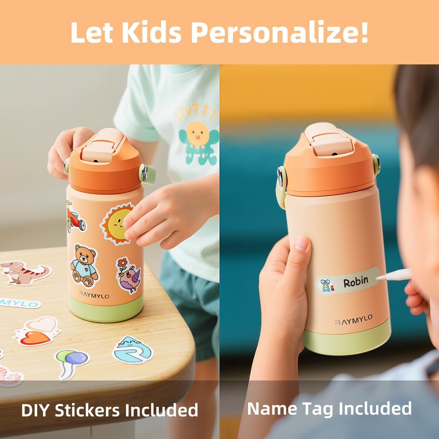 Kids Water Bottle 12oz, Insulated Toddler Water Bottle | Stainless Steel, School Boys Girls, Cups with Straw