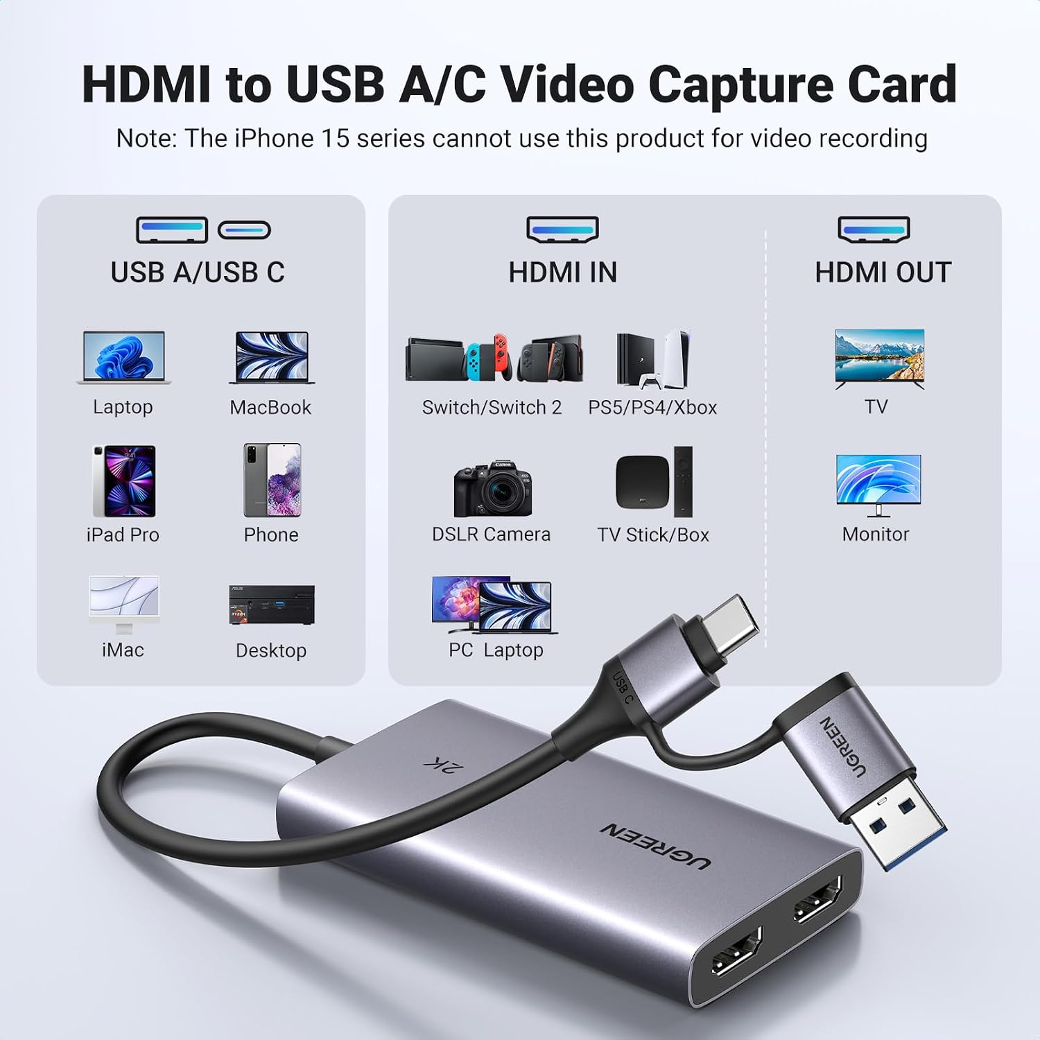 4K@30Hz Loop Out HDMI Capture Card for 2K 30FPS 1080P 60FPS USB 3.0 | 2K@30Hz Record for Video Capture Card for