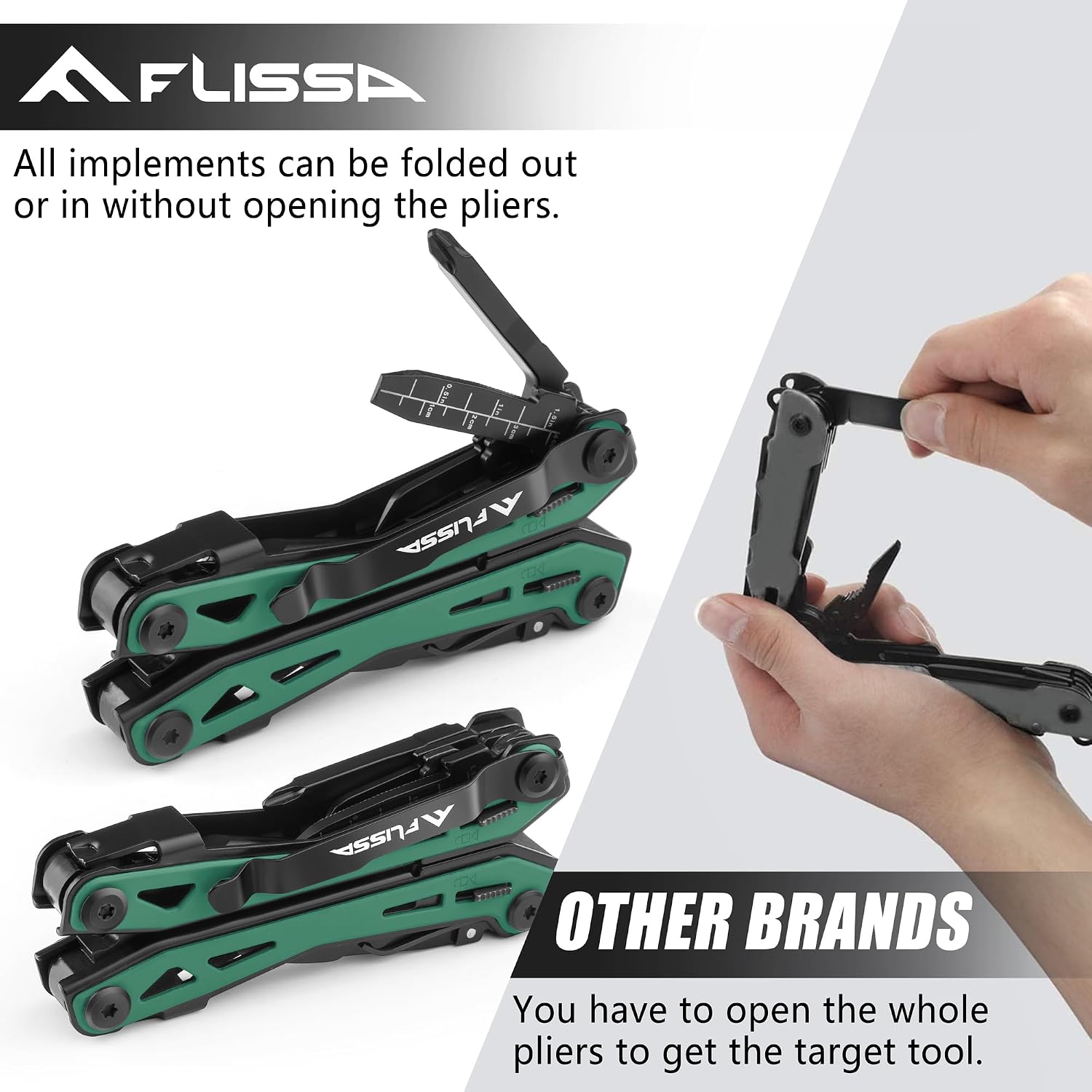 16-In-1 Multi-Tool Pliers, EDC Multitool, Multipurpose Tool, Green | Gift for Men, Stainless Steel, Pocket Knife