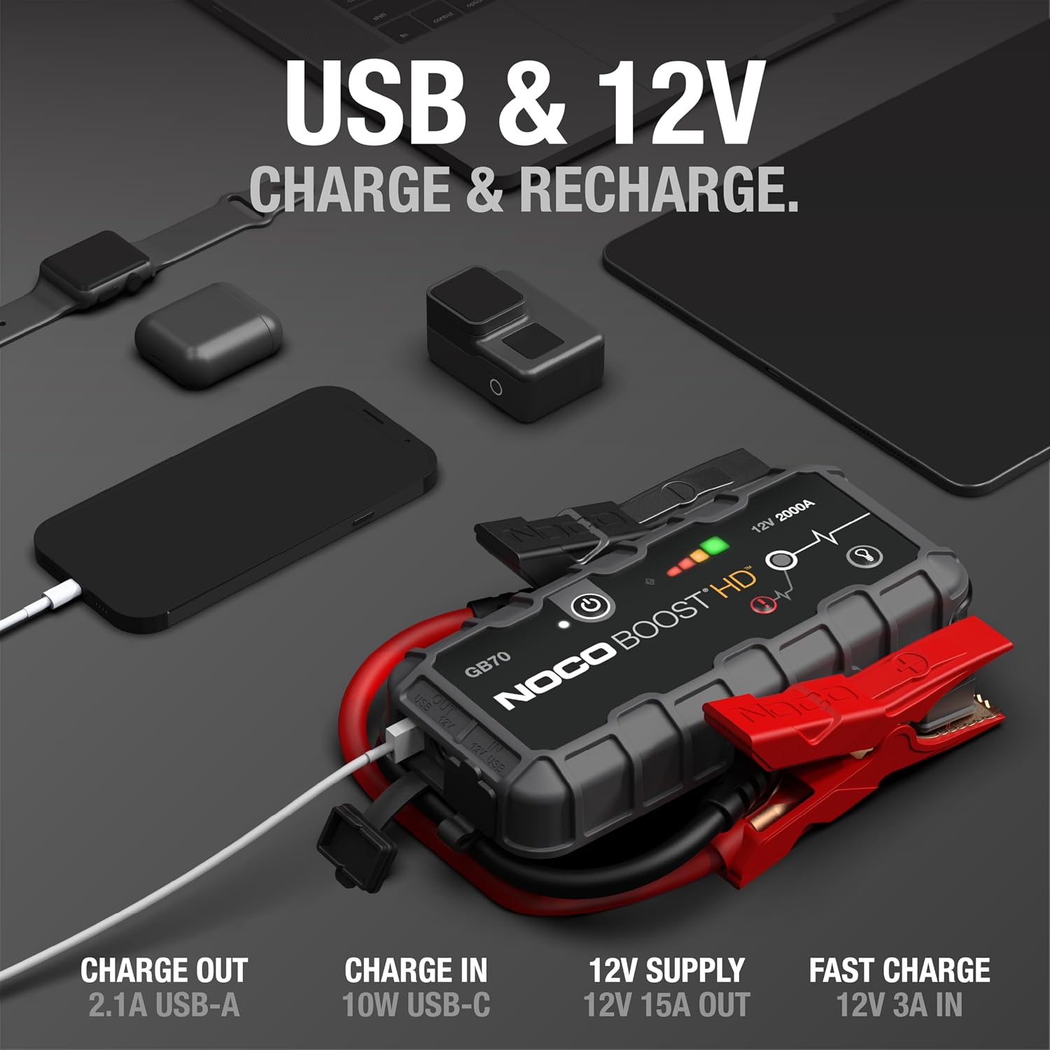 Boost GB70 2000A UltraSafe Jump Starter, 12V Lithium Battery Booster