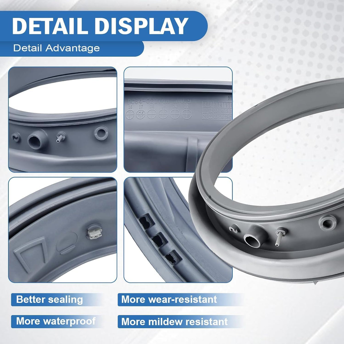 DC64-02174B Washer Door Boot Seal Gasket Compatible with Samsung Front Load Washers – Replaces DC64-02174B PD000028598 AP4579804 for WF501ANW/XAA WF433BTGJWR/A2 WF433BTGJWR/A1 Models