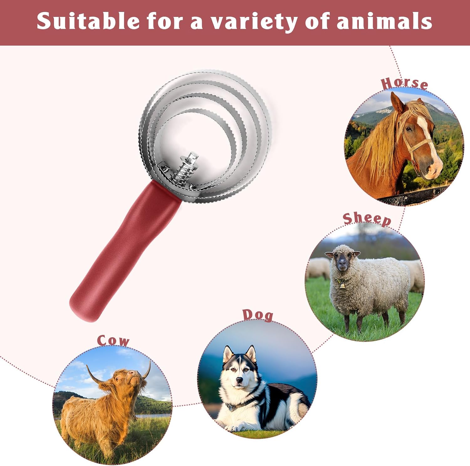 4 Rings 8 Pack Curry Comb Horse Brush Metal Curry Brush Derby Party Supplies Reversible Stainless Steel Comb Scraper