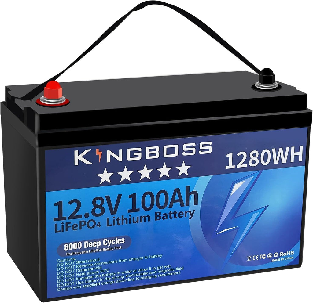 12V 100Ah LiFePO4, Lithium Battery 15000 Deep Cycles Lithium Iron Phosphate Battery with 100A Smart BMS Rechargeable
