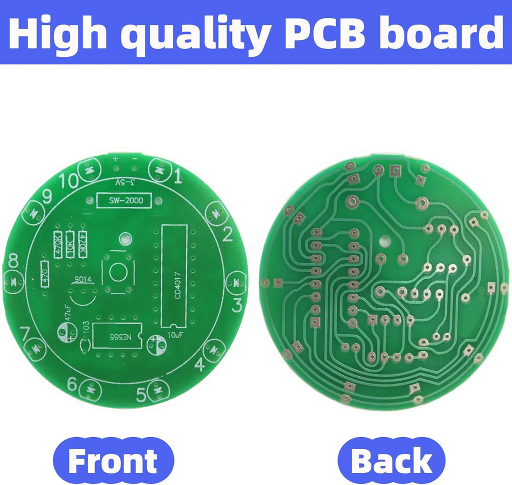 2PCS Soldering Practice Kit CD4017 NE555 DIY Lucky Wheel LED Light Circuit Board Solder Project for Electronics Beginners to Learn and Training